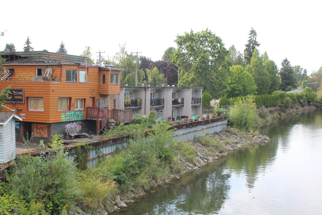 Apartments along a river