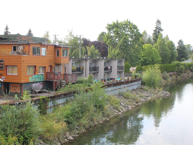 Apartments along a river
