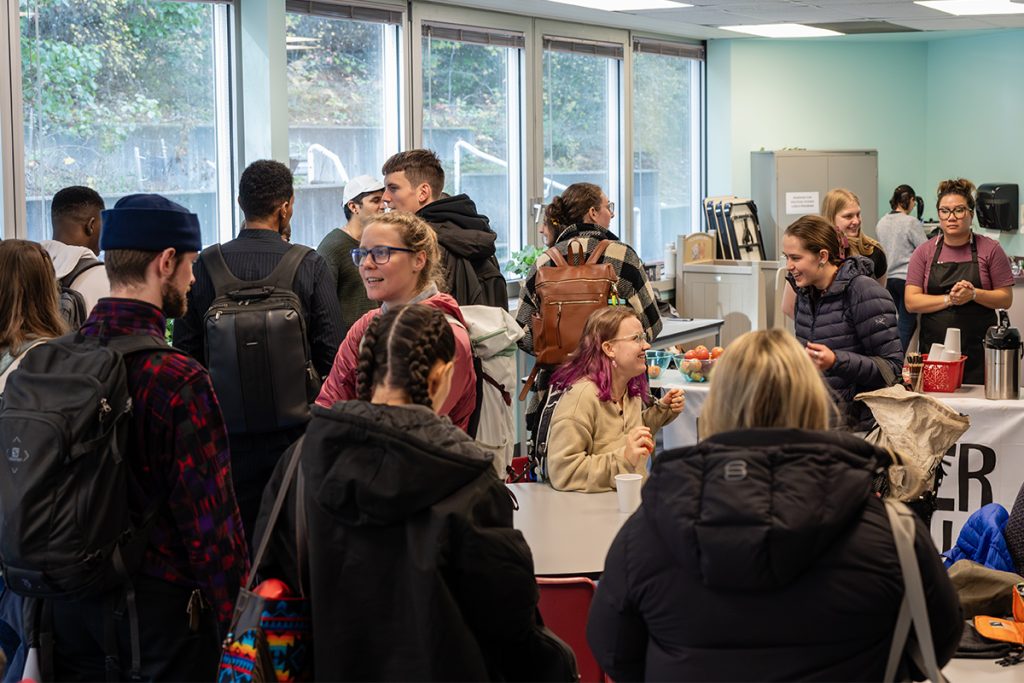 More than 100 students attended the No Hunger at VIU meal on Tuesday, Nov. 5, 2024. Photo by Mick Sweetman / The Discourse.
