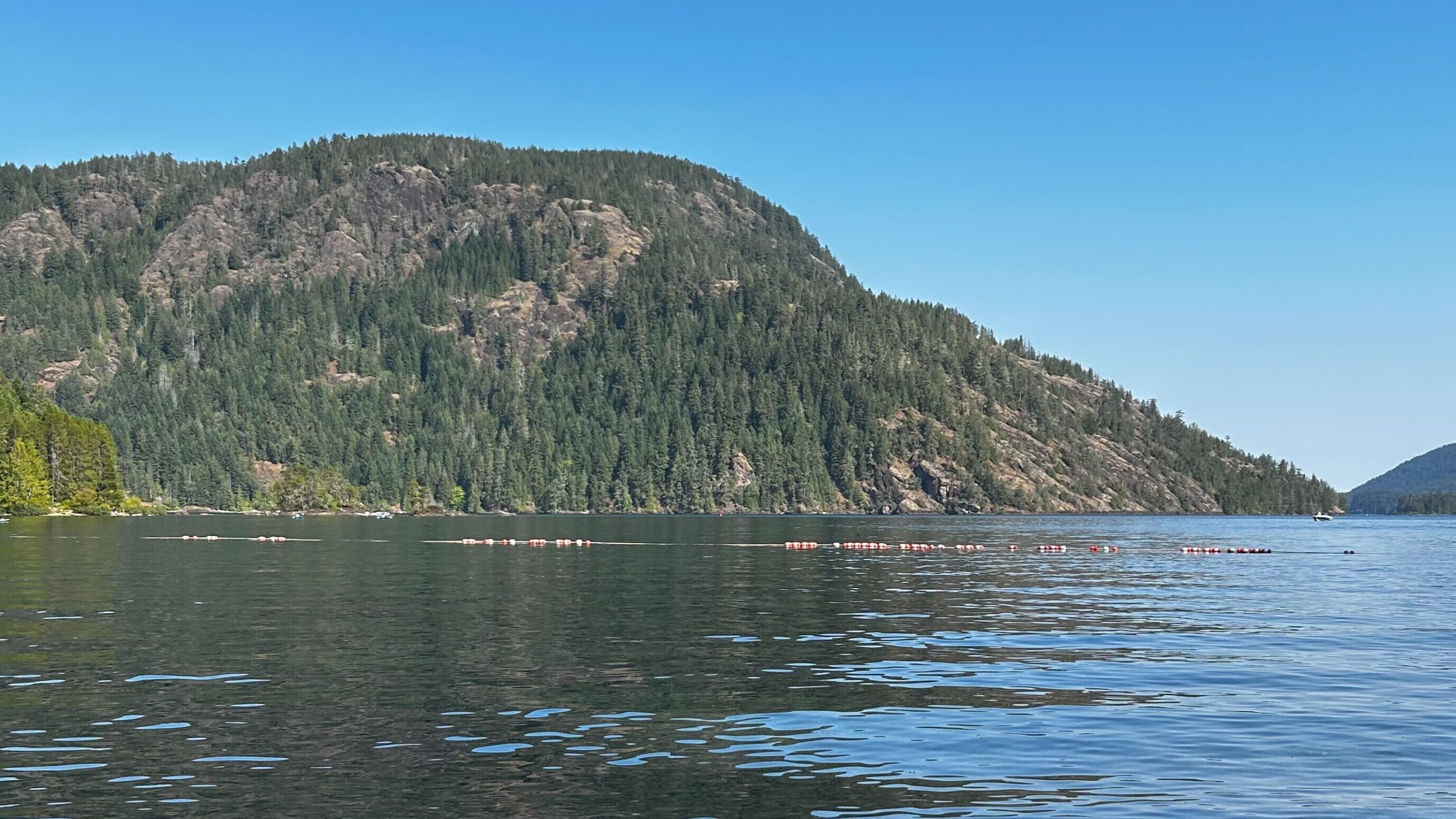 A photo of a mountain from Gordon Bay a campground in the Cowichan Valley