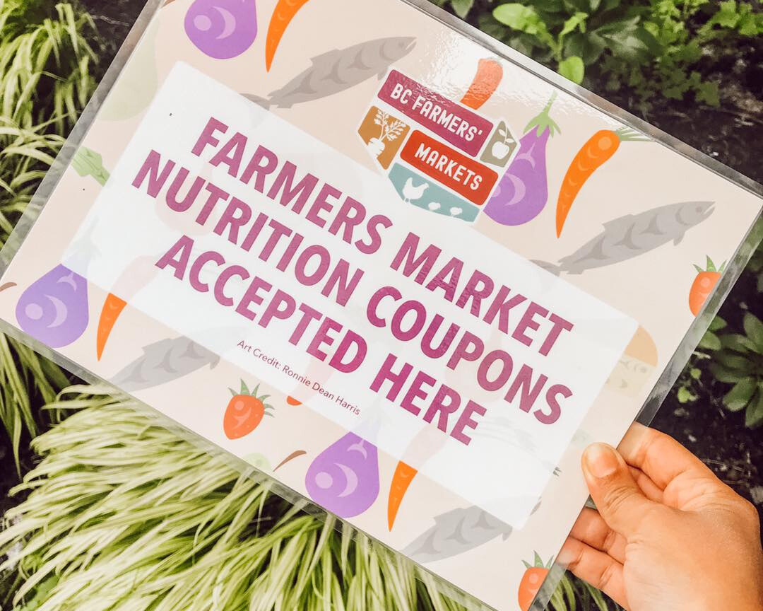 Duncan Famers' Market coupon sign.