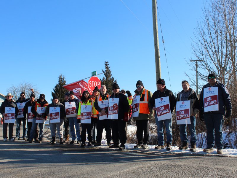 Transit workers on strike in the Cowichan Valley.