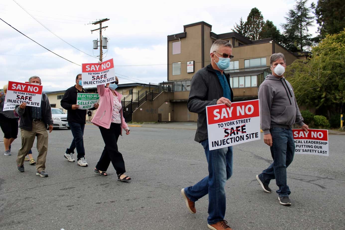 Rally against overdose prevention site.