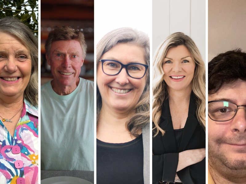 A composite photo of 5 people.