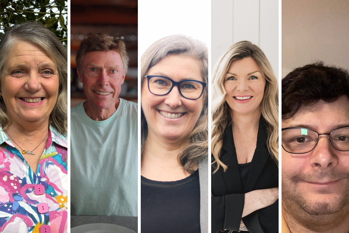 A composite photo of 5 people.