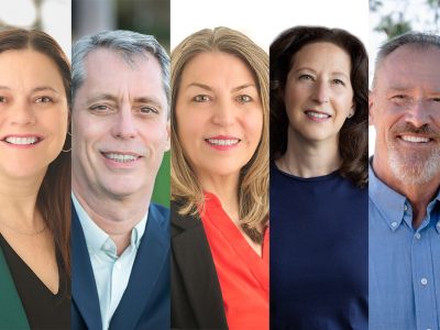 Federal election candidates in Nanaimo—Ladysmith include (from left to right) Lisa Marie Barron (NDP), Paul Manly (Green), Michelle Corfield (Liberal), Tamara Kronis (Conservative) and Stephen Welton (PPC).