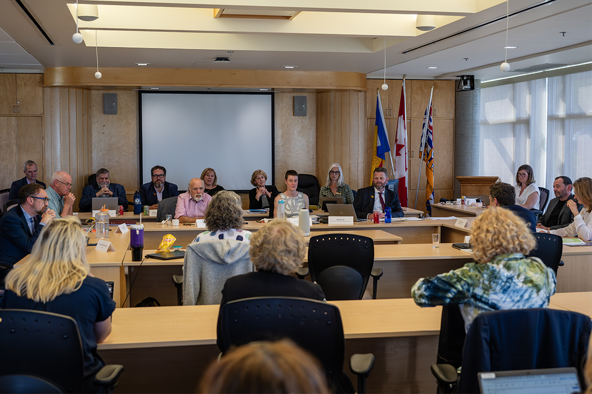 VIU board of governors meet on the fifth floor of the library on VIU's Nanaimo campus on June 3, 2025.