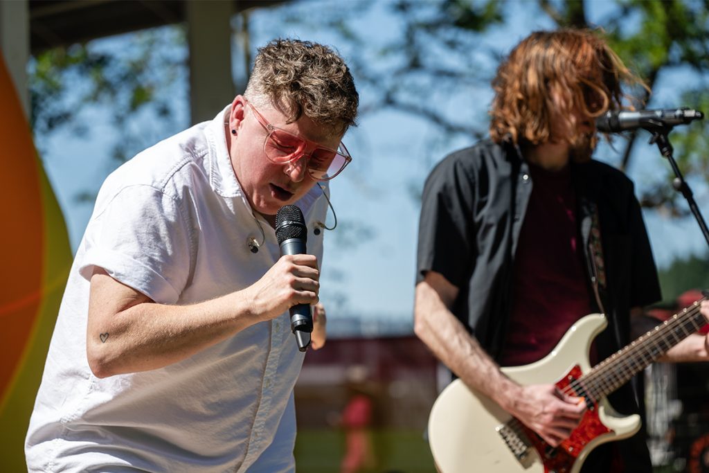 A band plays at the Nanaimo Pride Festival on Sunday, June 8, 2025.