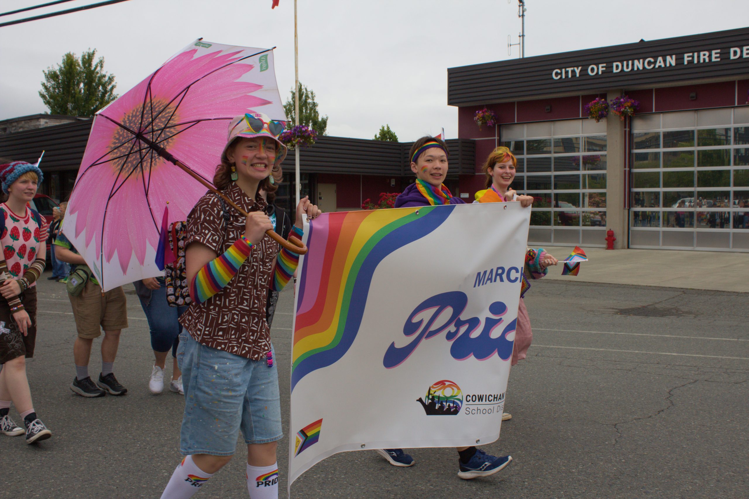 A group of marchers representing the Cowichan Valley School District joined in the celebrations.