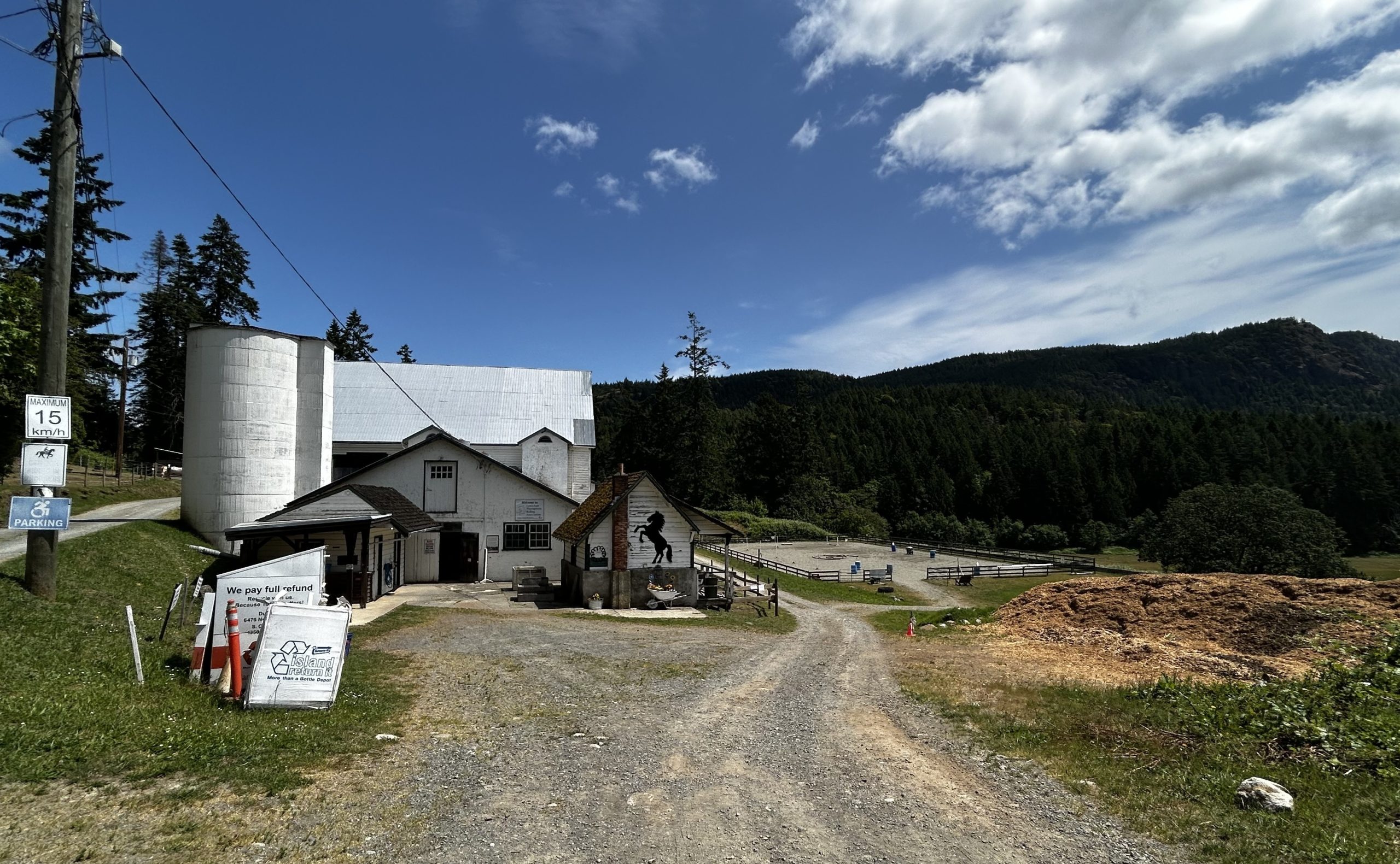 A barn and riding arena operated by the Cowichan Theraputic Riding Association, a group which regularly works with St. Ann's Garden Club participants.