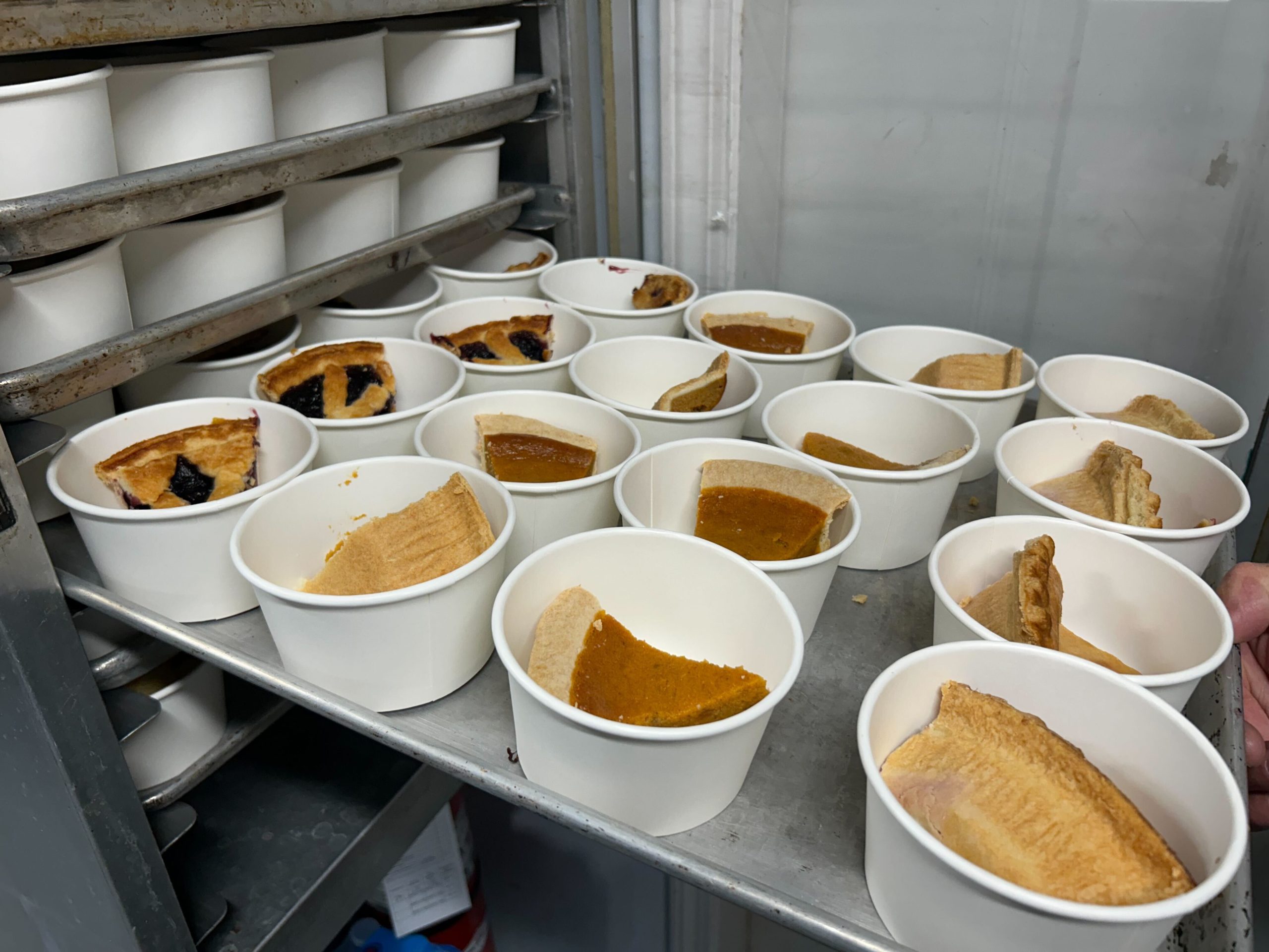 A tray of pies that CVBS serves as part of its food recovery program.