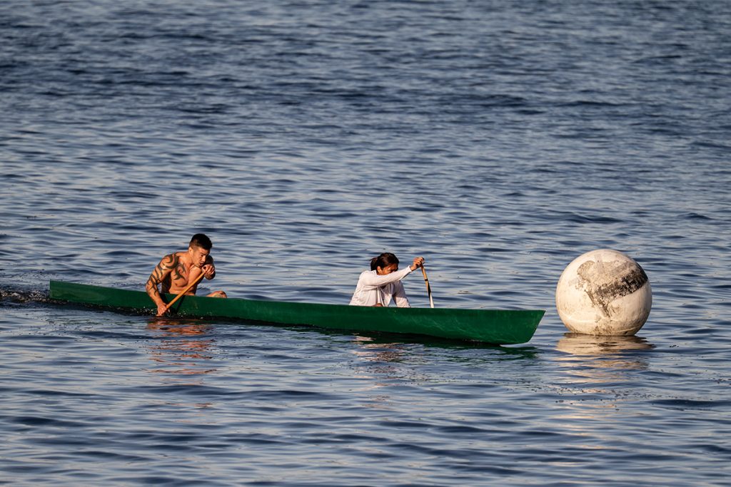 Canoe races at Snuneymuxw Days 2025.