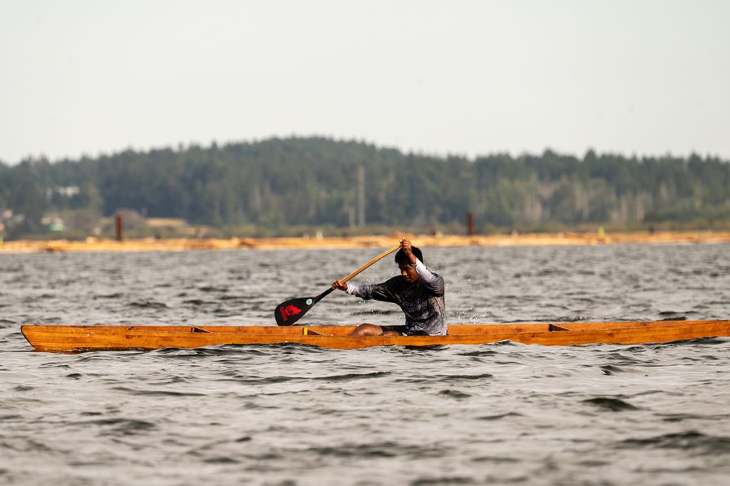 Canoe races at Snuneymuxw Days 2025.