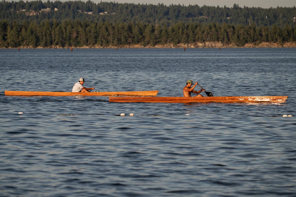 Canoe races at Snuneymuxw Days 2025.