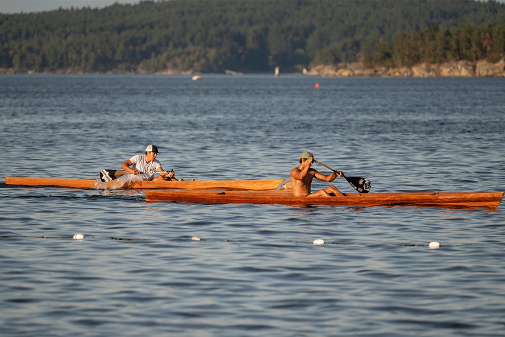 Canoe races at Snuneymuxw Days 2025.