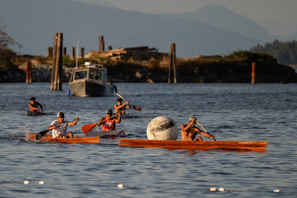 Canoe races at Snuneymuxw Days 2025.