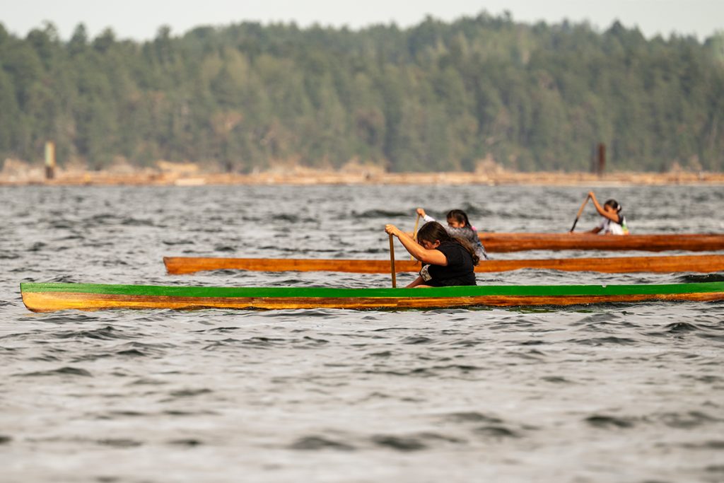 Canoe races at Snuneymuxw Days 2025.