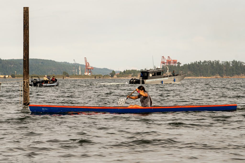 Canoe races at Snuneymuxw Days 2025.
