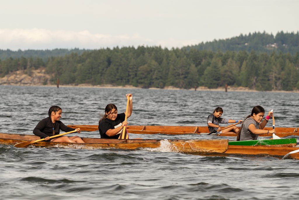 Canoe races at Snuneymuxw Days 2025.