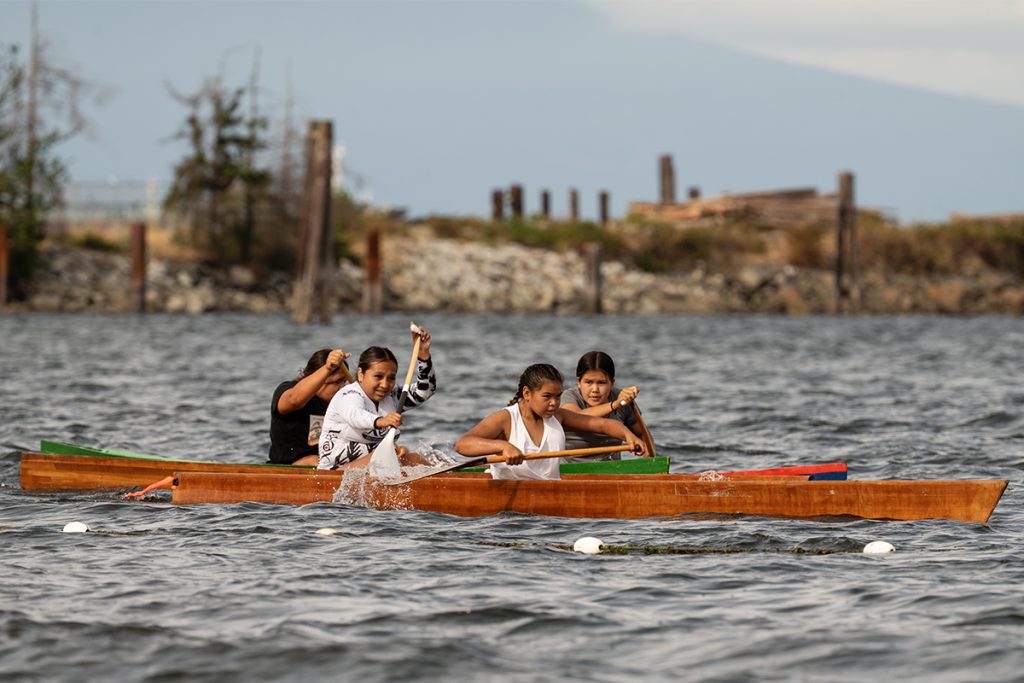 Canoe races at Snuneymuxw Days 2025.