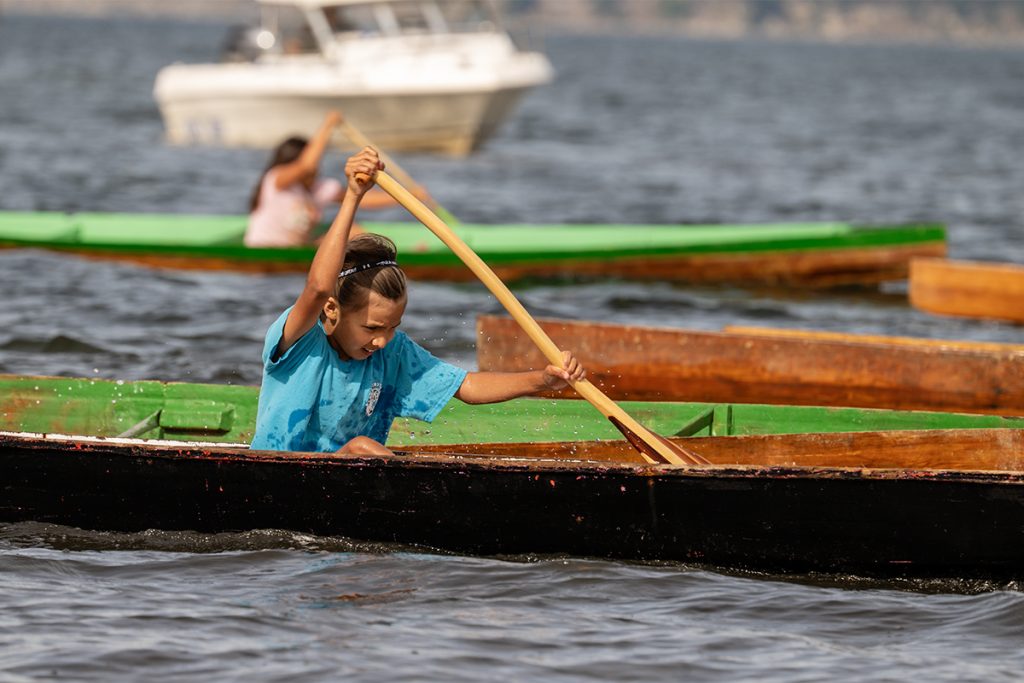 Canoe races at Snuneymuxw Days 2025.