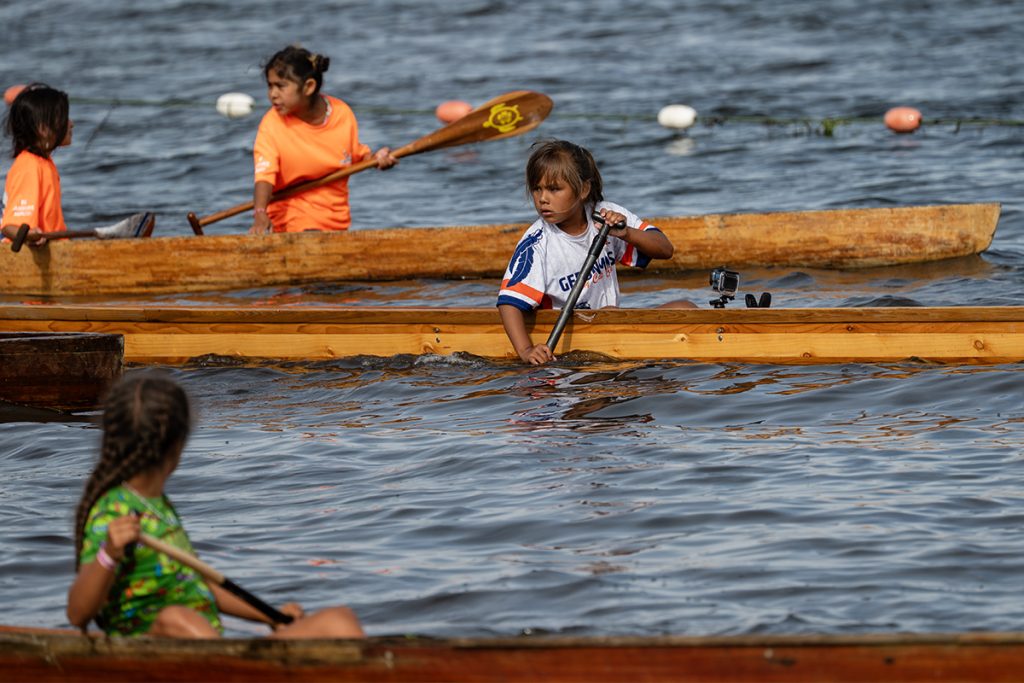 Canoe races at Snuneymuxw Days 2025.