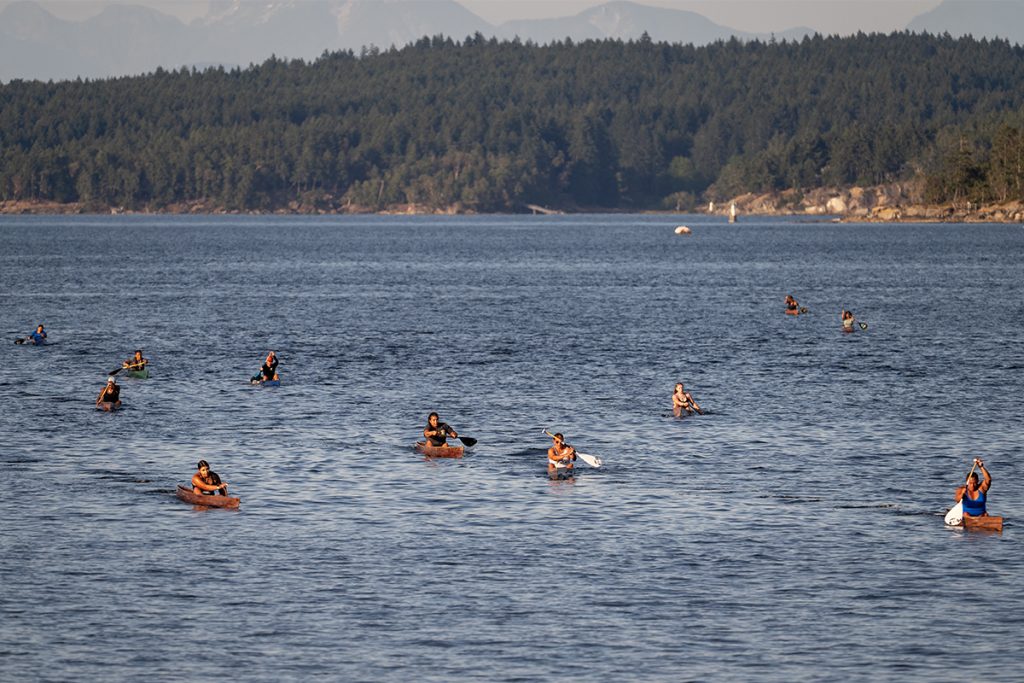 Canoe races at Snuneymuxw Days 2025.
