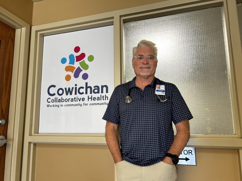 Mark Sanders president of the Cowichan Valley Primary Care Society, stands in front of his new clinic. His originization aims to ease the Lake Cowichan doctor shortage.