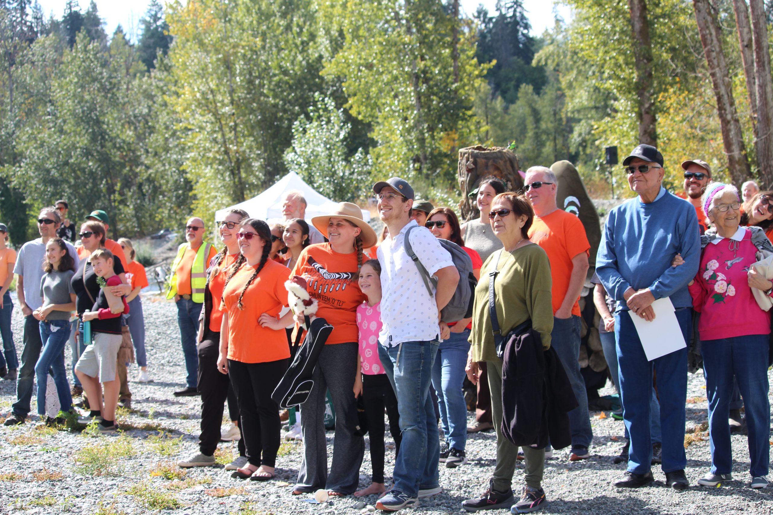 A crowd poses for a photo at Cowichan River Day