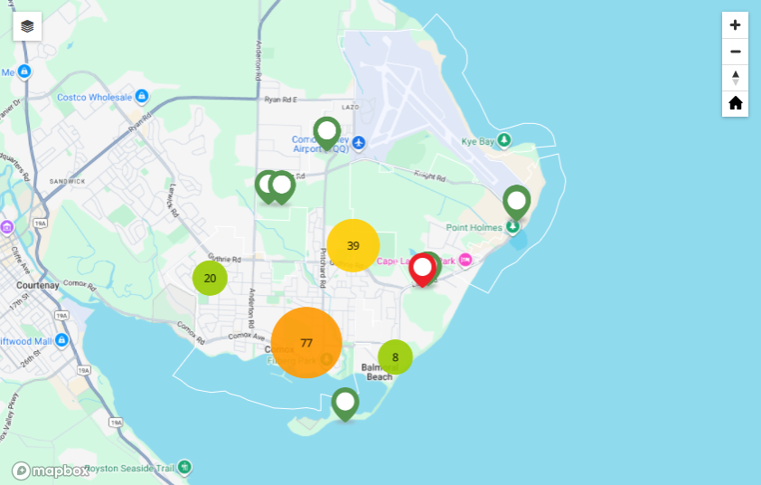 Map illustrating the community input phase for the Town of Comox Urban Forest Management Strategy.