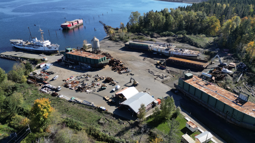 A still from a drone video of the Deep Water Recovery shipbreaking site in Union Bay