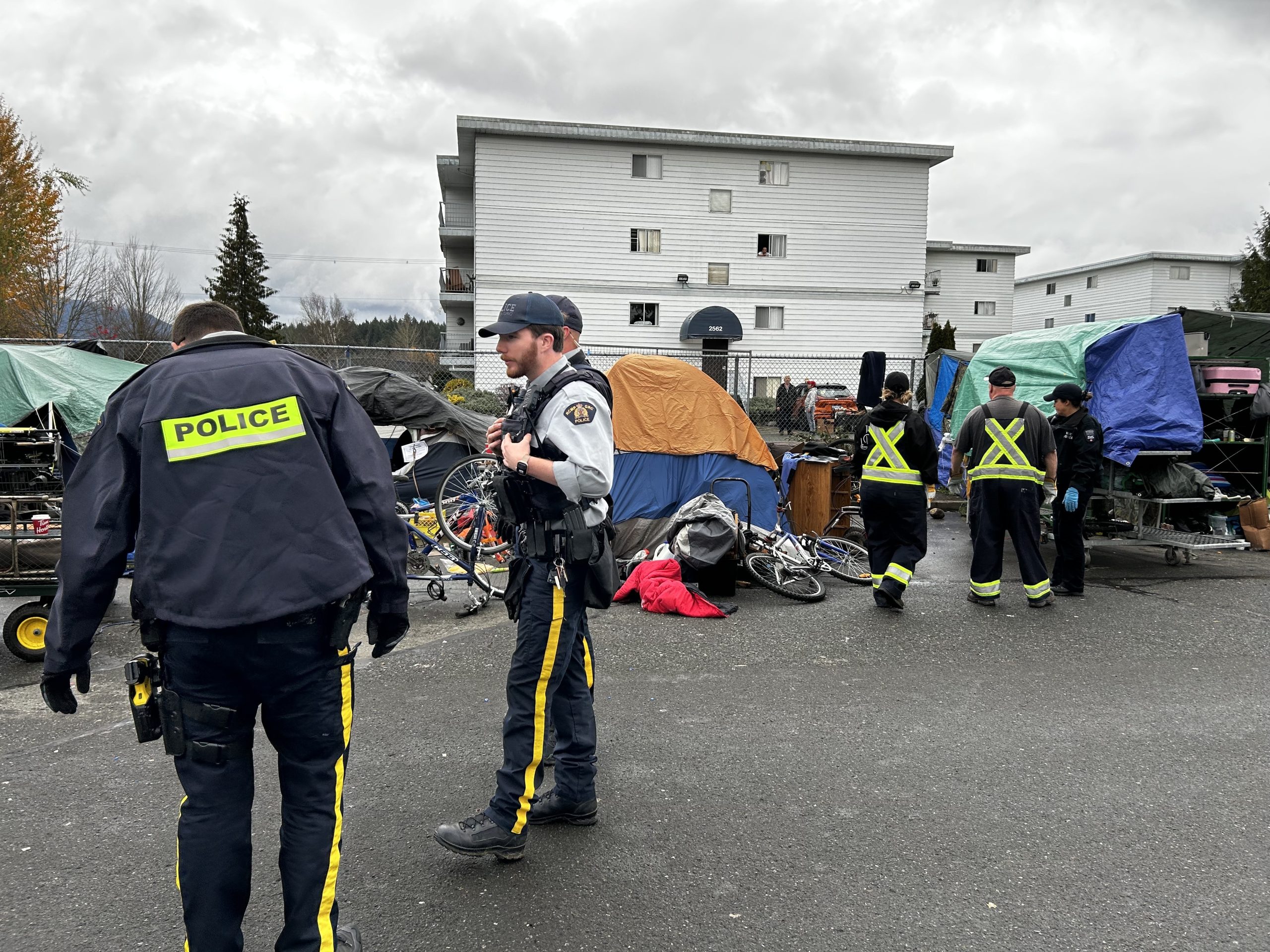 North Cowichan Bylaw and RCMP were onsite at the Lewis Street encampment during the sweep.