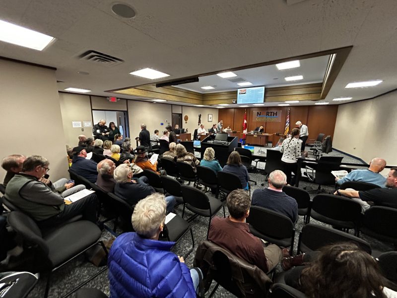 The council chambers were full of residents concerned about the future of North Cowichan's Forest Reserve