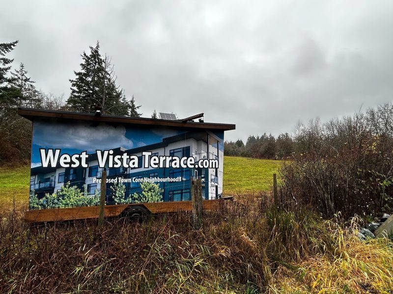 A sign for the West Vista Terrace development which was the centre of an amendment to North Cowichan's Offical Community Plan.