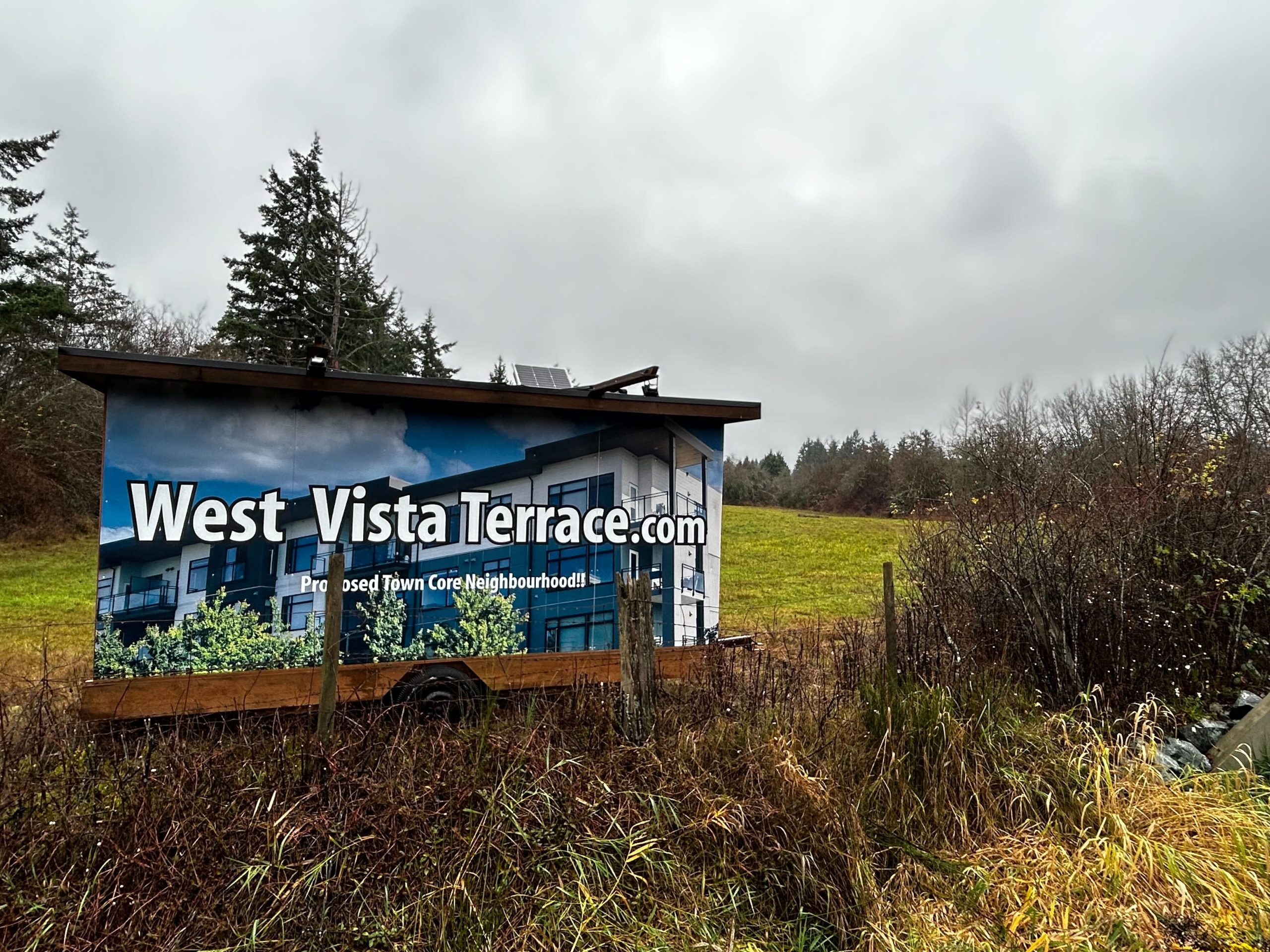 A sign for the West Vista Terrace development which was the centre of an amendment to North Cowichan's Offical Community Plan.