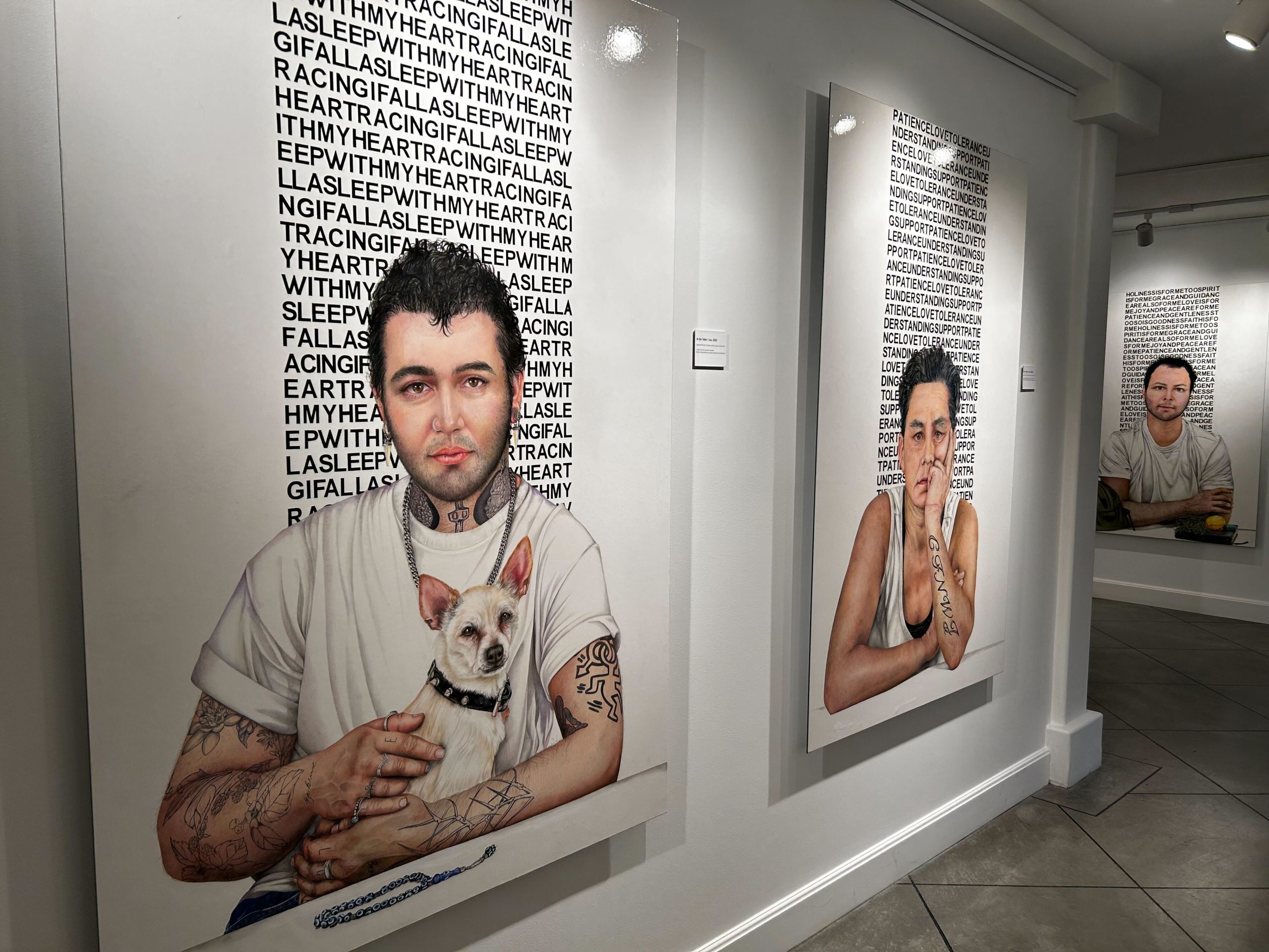 Two portraits from Bearing Witness at the Cowichan Public Art Gallery.