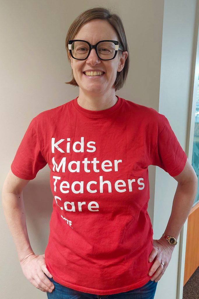 Megan Simmer, president of the Nanaimo District Teachers Association, says teachers would like to see alternative ways to alert students and staff who might have difficulty hearing emergency announcements. Photo courtesy of Megan Simmer. 