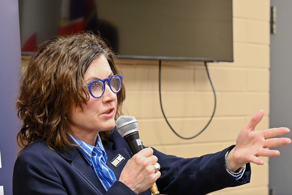 OneBC leader Dallas Brodie spoke to a packed room in Nanaimo’s Beban Park Social Centre on March 3 as part of a speaking tour.
