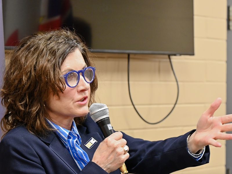 OneBC leader Dallas Brodie spoke to a packed room in Nanaimo’s Beban Park Social Centre on March 3 as part of a speaking tour.
