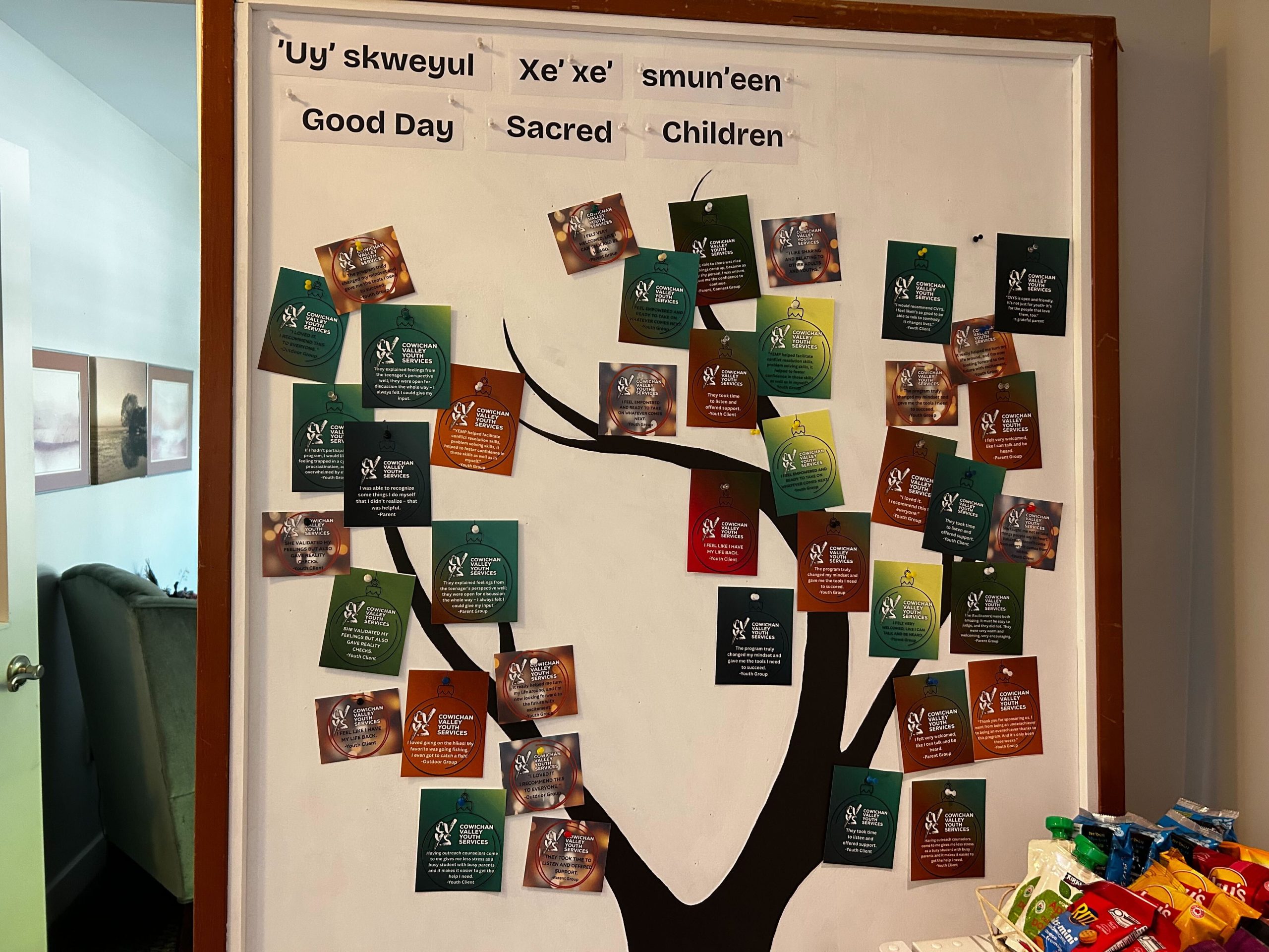 A wall of testimony from former Cowichan Valley Youth Services clients.