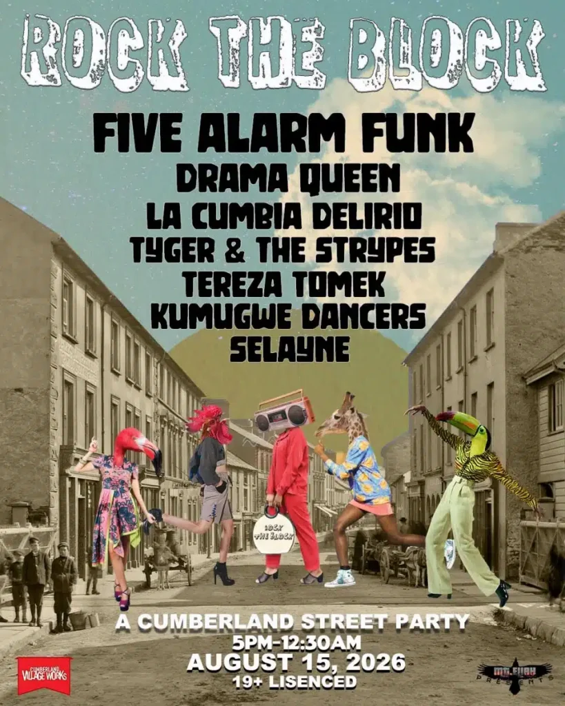 A poster for this year's Rock the Block music festival in Cumberland