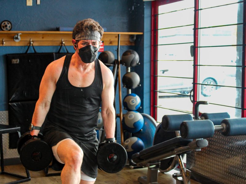 Body builder Jules Sherred training in Duncan BC.