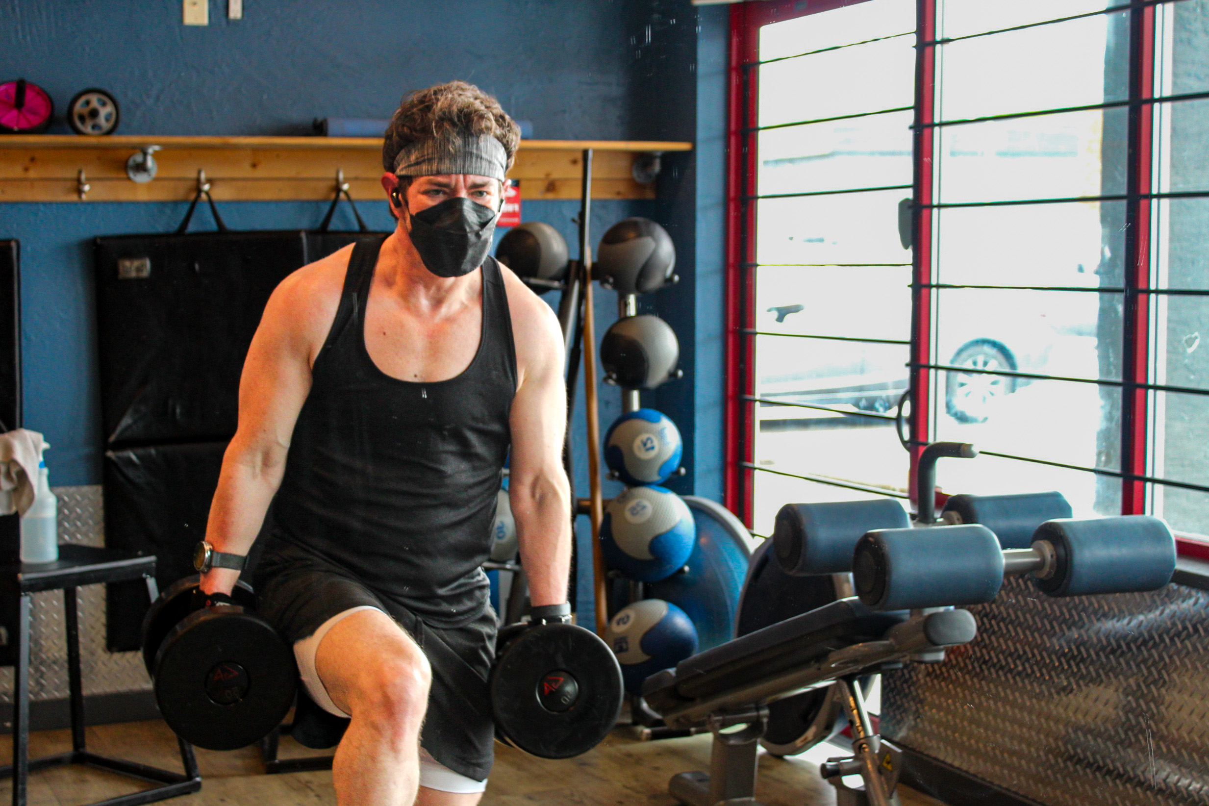 Body builder Jules Sherred training in Duncan BC.