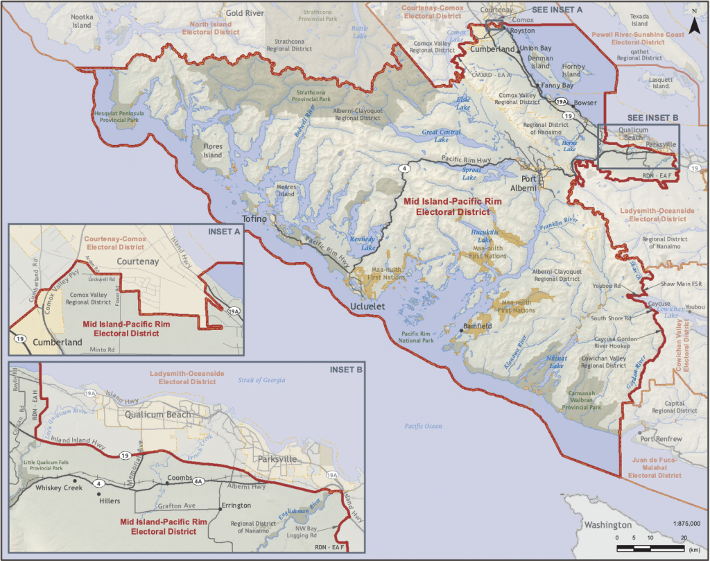A map with the Mid Island-Pacific Rim riding circled by a red border.